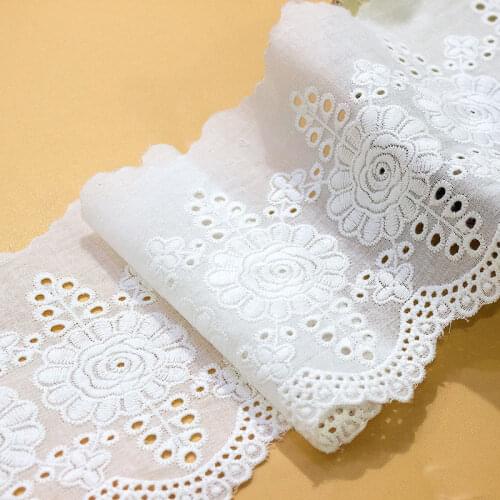 14 Yards 11cm Thick Flowers Cotton Embroidery Lace Trim Garment Material Clothes Decoration Needlework Sewing Accessories 284