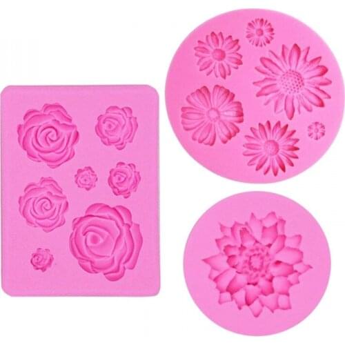 3D Rose Flower Silicone Molds Wedding Cupcake Topper Fondant Cake Decor Tools Sugarcraft Candy Clay Chocolate Gumpaste Moulds