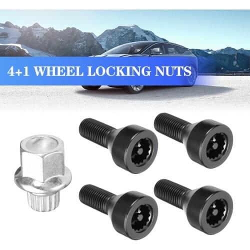 4+1/Set M12 x 1.5 Wheel Lock Set Black Lug Bolts For BMW E32 E34 1 3 5 6 Series Mini #36136786419 #36131180882 #36136764057