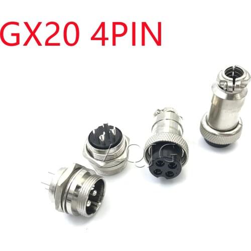 20mm GX20 4Pin Male Plug + Female Socket Circular Aviation Wire Panel L94-100Y Connector GX20 4Pin Aviation Adapter