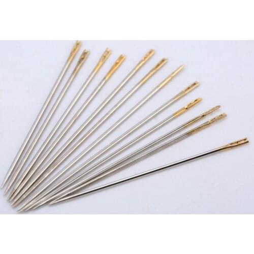 48/12pcs Assorted Self Threading Thread Sewing Needles Home Household Cross Stitch Needles Craft Embroidery Tool