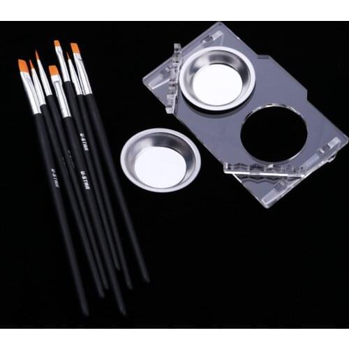 7pcs Paint Brush Pen with Pigment Tray for Model Building or Figure Painting