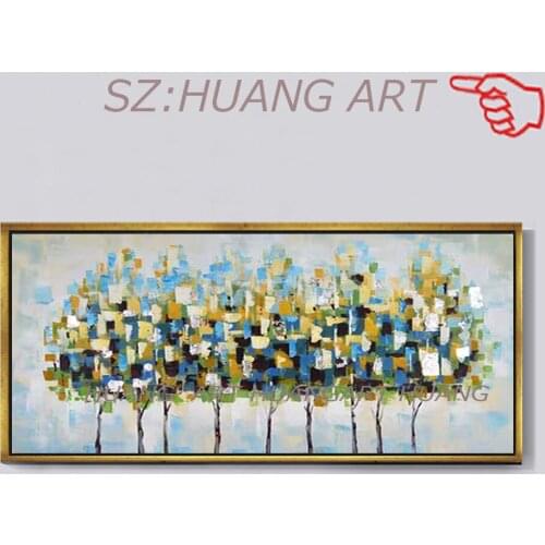 Abstract Texture Hand-painted Green Tree Oil Painting Canvas Wall Picture Art Newest Landscape Tree Paintings For Living Room