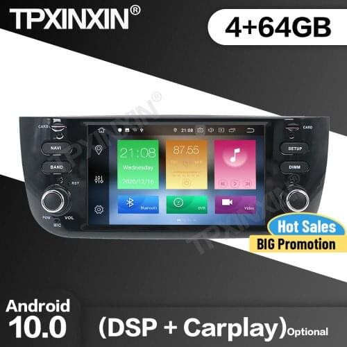 64GB Car Radio 2 Din Stereo Receiver Android10.0 For Fiat Punto 2009 2010 2011 2012 2013 2014 2015 Multimedia Player Head Unit