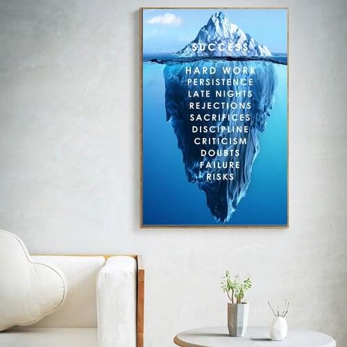 Iceberg of Success Canvas Poster Landscape Inspirational Motivational Wall Art Pictures Nordic for Living Room Cuadros