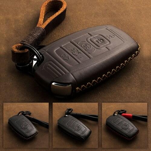 Genuine Leather Car Remote Key Fob Case Cover Bag For Lincoln Continental MKC MKZ Navigator MKX