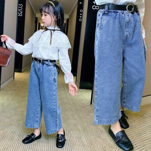 Kids Jeans Baby Girls Jeans Children Toddler Boys Pants Casual Girls Trousers Girls Clothes Girl Wide Leg Jeans for Girl 2-8Y