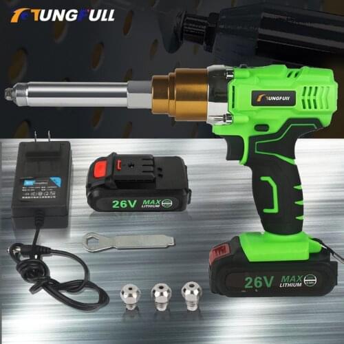 26V Electric rivet gun 3000mAh portable cordless rechargeable electric blind riveter gun support 2.4-5.0mm rivet with LED light