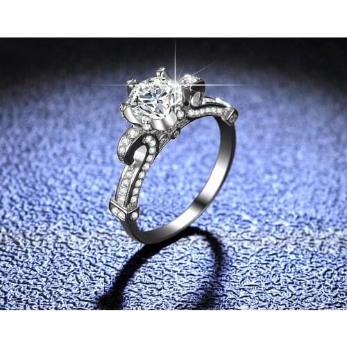 Inbeaut 925 Silver Sparkling D Color Pass Diamond Test 1 ct Moissnaite Wedding Ring Excellent Cut Engagement Moissanite Rings