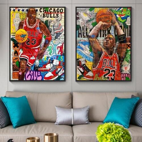 Famous Basketball Player Graffiti Art Paintings Print on Canvas Art Posters and Prints Street Wall Art Pictures Home Decoration