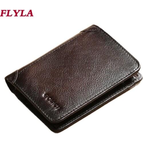New Mens Wallet Genuine Leather Short Multi-function Drivers License Card Bag Cowhide Wallet for Men
