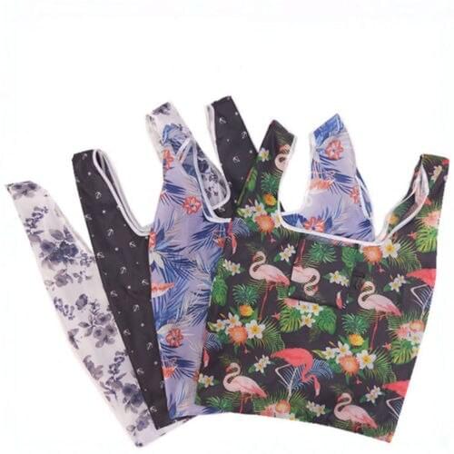 Reusable Foldable Ladies Shopping Bag Eco Animal Tote Handbag Fold Away Bag Folding Shopping Bag Storage Bags
