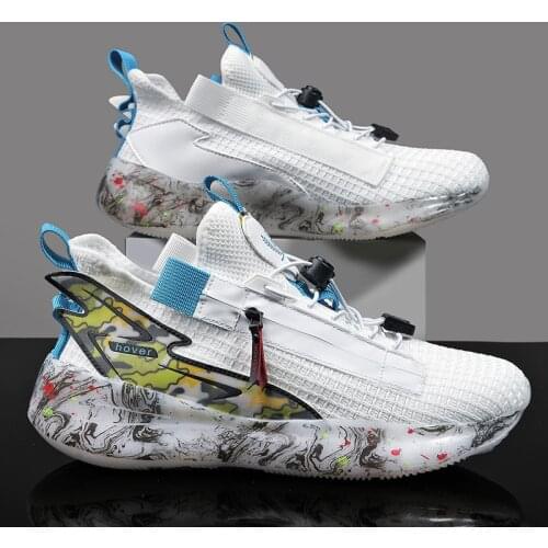 Mens shoes sneakers comfortable casual mesh breathable fly woven outdoor running sports elastic light non-slip vulcanized shoes