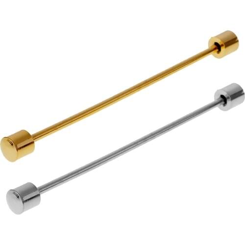 Mens Gift Cylinder Head Delicate Design Copper Shirt Collar Clip Bar Pin Tie Brooch Necktie fit Anniversary Business Meeting