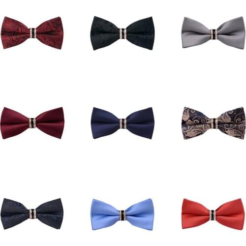 Men’s Luxury Crystal Paisley Stripe Pre-tied Bowties Wedding Party Prom Bow Tie BWTQN0327