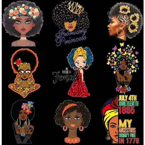 New Fashion Africa fashion girl Heat Transfer Patch Thermal Sticker On Clothes Patches Iron On For Clothing DIY T-shirt decorate