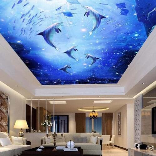 Papel Mural Sea World fish Dolphin Wallpapers for Ceilings Living Room Painting Wallpaper for Walls 3d Custom Size