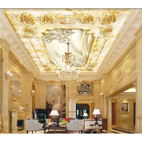 Custom Any Size 3D Wall Mural Wallpaper yellow Ceiling Murals Living Room Sofa Bedroom Backdrop flower ceiling