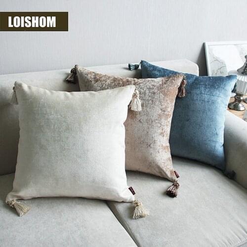 Drop Ship Luxurious Chenille Pillow Cover with Tassle Home Deco Cushion Cover Velour Decoration Pillowcase decorative pillowsham
