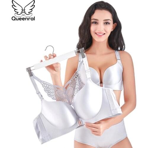 Queenral Plus Size Bra Set Women Push Up Lace Brassiere And Briefs Underwear Set CDE Cup Big Size Bra Panties Set Lingerie Sexy