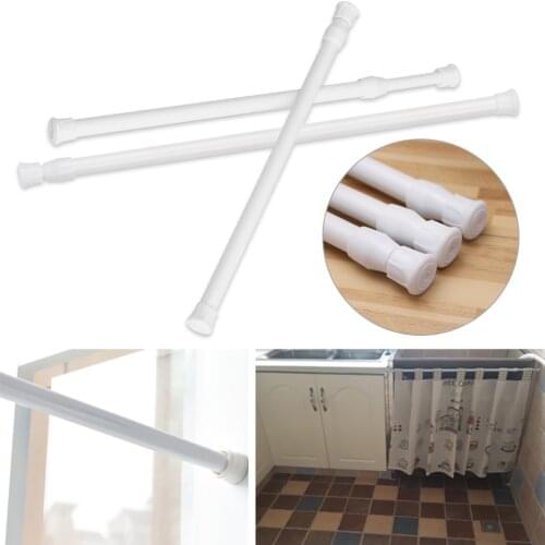 Extendable Bathroom Hanging Shower Curtain Rods Adjustable Telescopic Pole Rod Hanger for Curtain Wardrobe 1.3cm Diameter