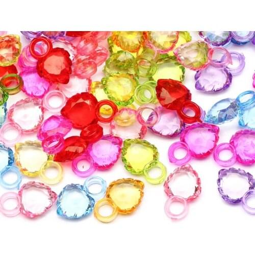 Mixed 30pcs/lot Colorful Heart Pendant 16x10mm Acrylic Spacer Beads For DIY Charm Jewelry Design Bracelet Beaded Accessories