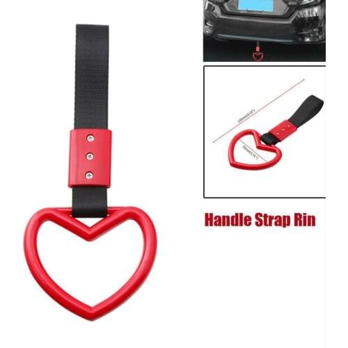 Black+red Ring Heart JDM Train Bus Handle Hand Strap Accessories car Auto styling Drift Charm Strap Drift N8H0