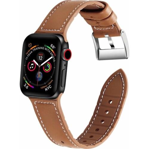 Genuine Leather+Silicone strap For apple watch band 44mm 40mm Replacement iWatch series 5 4 3 2 1 bracelet 42mm 38mm Quick Fit