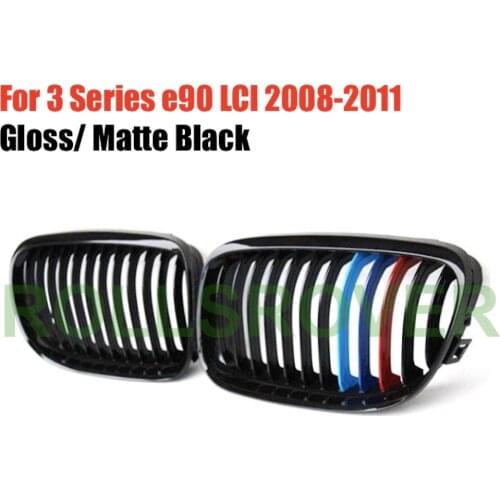 ROLLSROVER Front Bumper Grille Grill For 3 Series e90 LCI 2008-2011 3 Colors Single Strip Car Styling