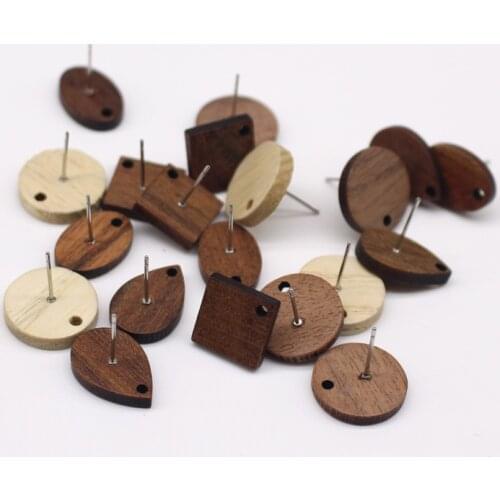 10pcs Fashion Natural Wood Earring Connector Findings Square Oval Round Drop Earrings Make Accessories For DIY Wooden Earrings