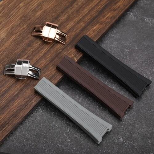 Suitable For Patek Philippe PP 5711 / 5712G Nautilus Wristband Silicone Black Blue Brown Wristband 25*13mm Sport Butterfly Buckl