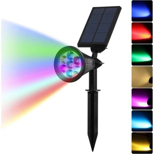 TPGEBO Solar Spotlight Lawn Flood Light Outdoor Garden 4/7 LED Adjustable 7 Color in 1 Wall Lamp Landscape Light for Patio Decor