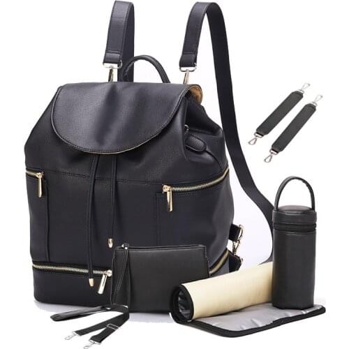 PU Leather Diaper Bag Baby Mummy Maternity Bag Backpack Nappy Nursing Bags Outdoor Travel Bag With Changing Pad for Baby Care