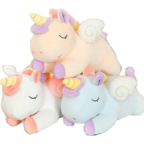 SUPER Soft Cute Unicorn Stuffed Animals Dolls Toys Fantastic Rainbow colour Cloud Flying Wings Fat Unicorn Stuffed Cushion Girls