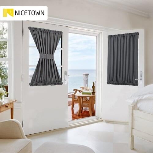 Blackout Rod Pocket Door Panel for French Door Sliding Glass Door Curtain One Panel Room Darkening Including Bonus Tiebacks