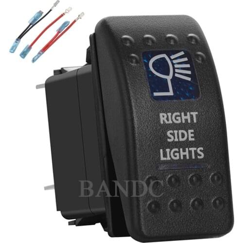 RIGHT SIDE LIGHTS 5Pins On-Off SPST Blue Led Toggle Rocker Switch for Car Boat Bus Truck Lorry，12V 20A 24V 10A，Jumper Wires