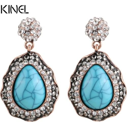 Unique Vintage Earrings For Women Color Ancient Gold Mosaic Crystal Water Drop Drop Earrings 2017 Fashion Jewelry