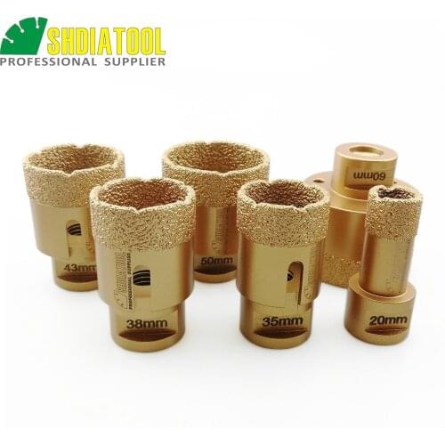 SHDIATOOL Vacuum brazed diamond drilling core bits with 15MM Diamond height 20/35/38/43/50/60mm granite marble ceramic hole saw