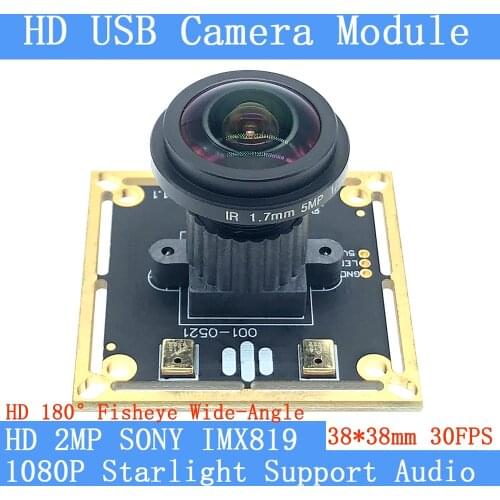 Starlight Level Low Illumination Webcam 2MP 180° Fisheye Wide Angle 1080P High Speed SONY IMX819 UVC 30FPS USB Camera Module