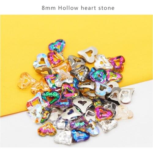 Hollow heart shape K9 Glass Fancy Rhinestones hollow Heart Shape Nail Art Crystal stones For 3D Nail art Jewelry decoration