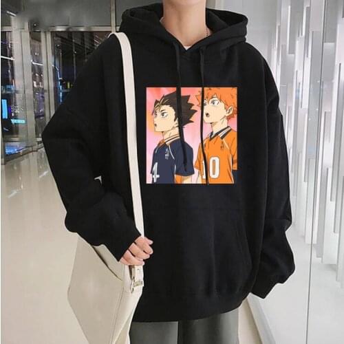 Funny Japan Anime Haikyuu Harajuku Sweatshirt Cartoon Volleyball Junior Printing Women Streetwear Oversize Hip Hop Winter Hoodie