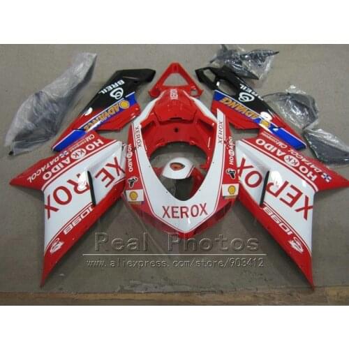 Aftermarket body parts fairing kit for Ducati 848 1098 1198 07 08 09 10 11 red sticker white fairings 848s 1098s 2007-2011 YY35