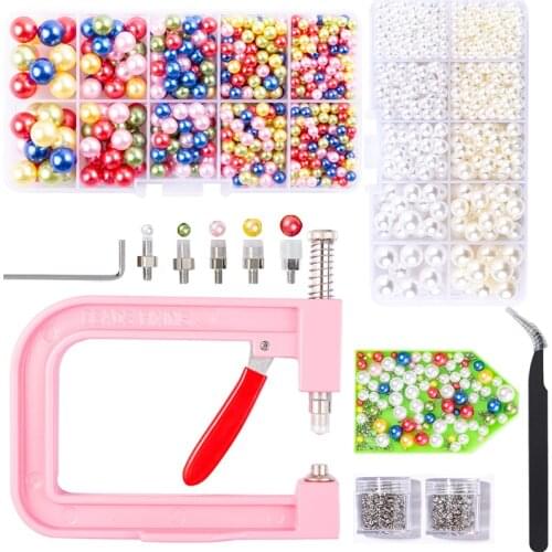 Pearl Setting Machine Manual Beading DIY Handmade Setting Machine/No Hole Pearl Rivet for Hats/Shoes/Clothes/Bags/Clothes