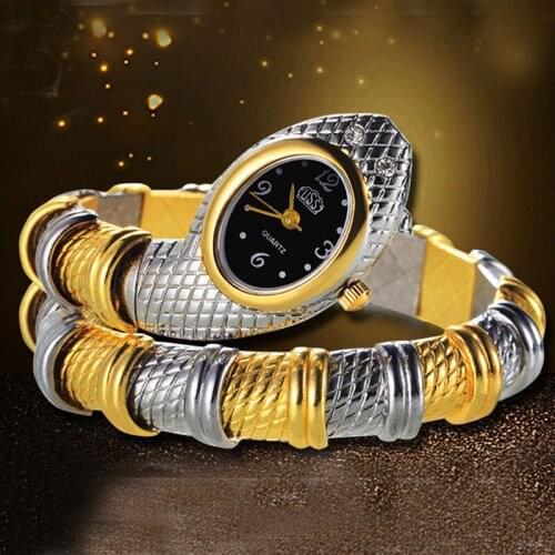 CUSSI Women Watches Luxury Gold Snake Watches Quartz Bracelet Watches Luxury Women Dress Watches Relogio Feminino Reloj Mujer