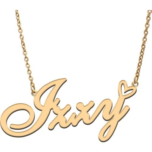Love Heart Izzy Name Necklace for Women Stainless Steel Gold & Silver Nameplate Pendant Femme Mother Child Girls Gift