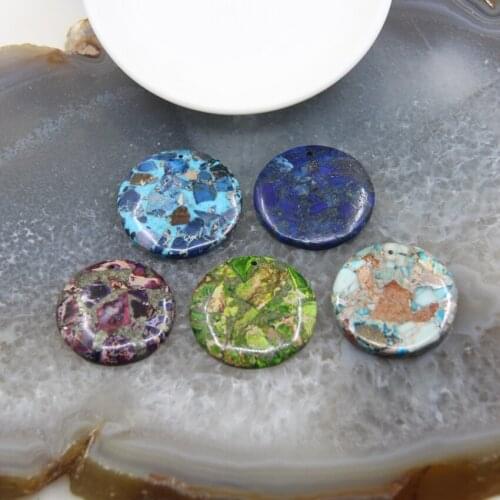 1pcs Multiple Color Style Emperor Stone Round Shape Pendant Imperial Jaspers Necklace For DIY Jewelry Making Accessories