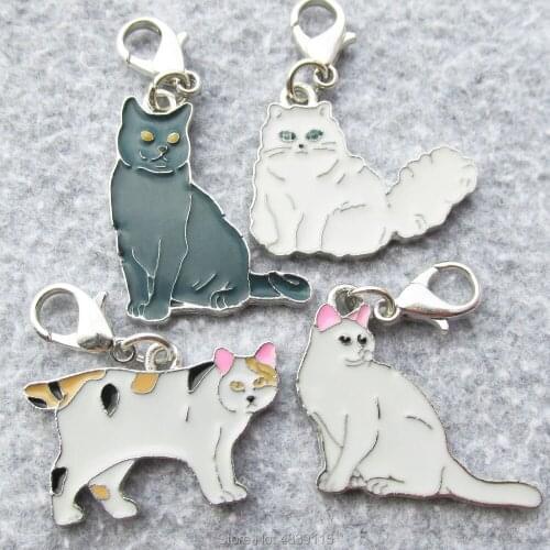 100pcs/lot Zinc Alloy Pet Cat Fashion Key Pendant Cat Tags Small Accessories for Cat Lovers