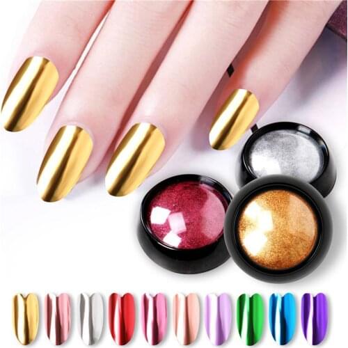 12 Colors Mirror Effect Titanium Powder Holographic Glitters Manicure Nail Decor