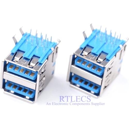 2 PCS USB 3.0 TYPE A Receptacle female connector Stack 18 Pins 2 Ports Right Angle Cross 0484060003 1003-004-01010 GSB311231HR