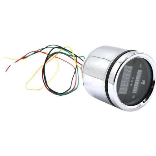 2 In 1 Motorcycle Retro LED Instruments Part Tachometer Fuel Level Gauge DC12V
